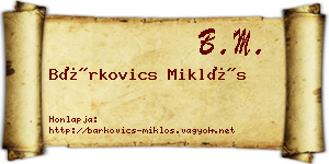 Bárkovics Miklós névjegykártya