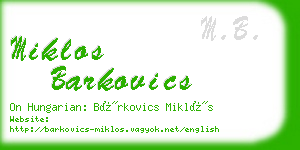 miklos barkovics business card